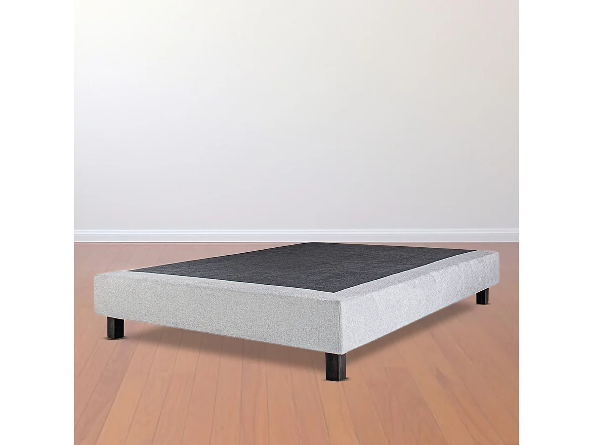 Sommier à lattes avec pieds CELY, tapissier en bois massif couleur gris- longueur 190 x largeur 90 cm