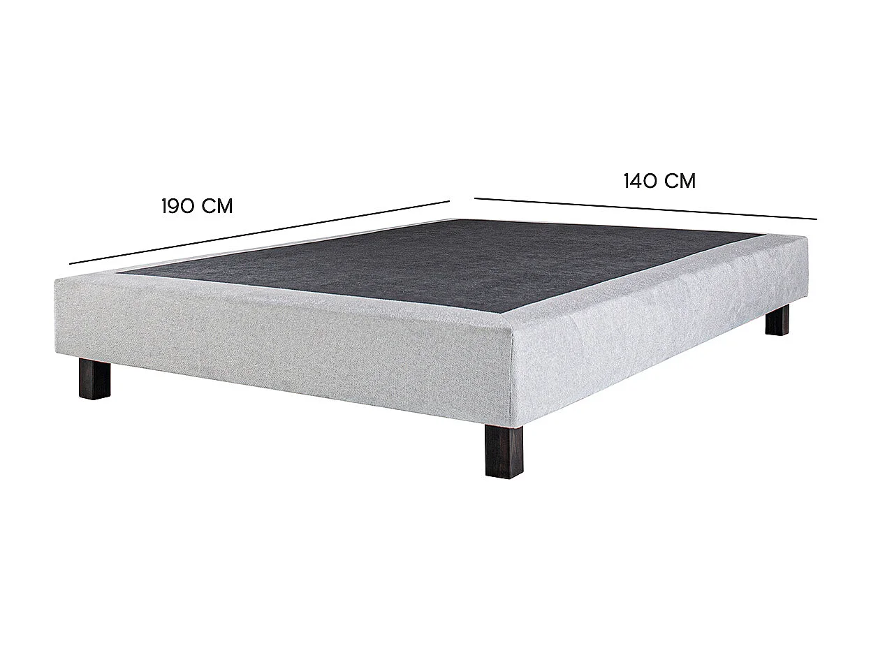 Sommier à lattes avec pieds CELY, tapissier en bois massif couleur gris  -longueur 190 x largeur 140 cm