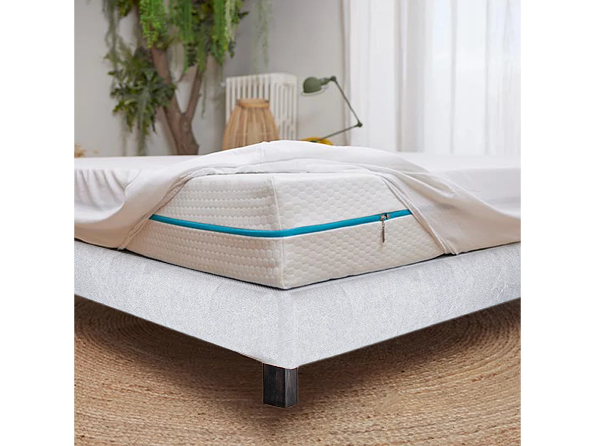 Sommier à lattes avec pieds CELY, tapissier en bois massif couleur gris  -longueur 190 x largeur 140 cm