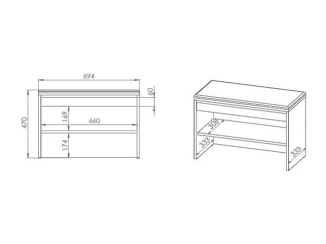 SITZBANK Hyga Pinie weiß / anthrazit 70 / 34 / 47cm