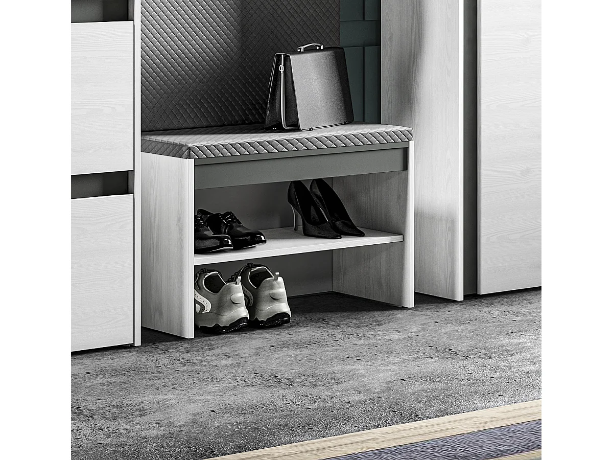 SITZBANK Hyga Pinie weiß / anthrazit 70 / 34 / 47cm