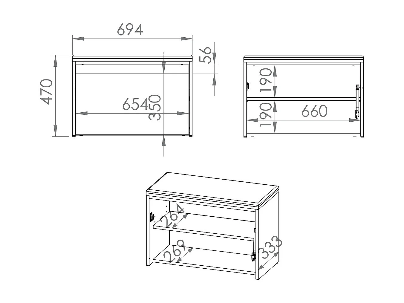 SITZBANK Hyga Pinie weiß / anthrazit 70 / 34 / 47cm