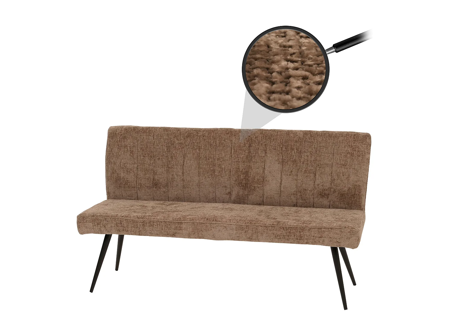 Panca MCW-K16, panca per sala da pranzo imbottita, schienale stoffa/tessuto ciniglia metallo 160cm ~ marrone