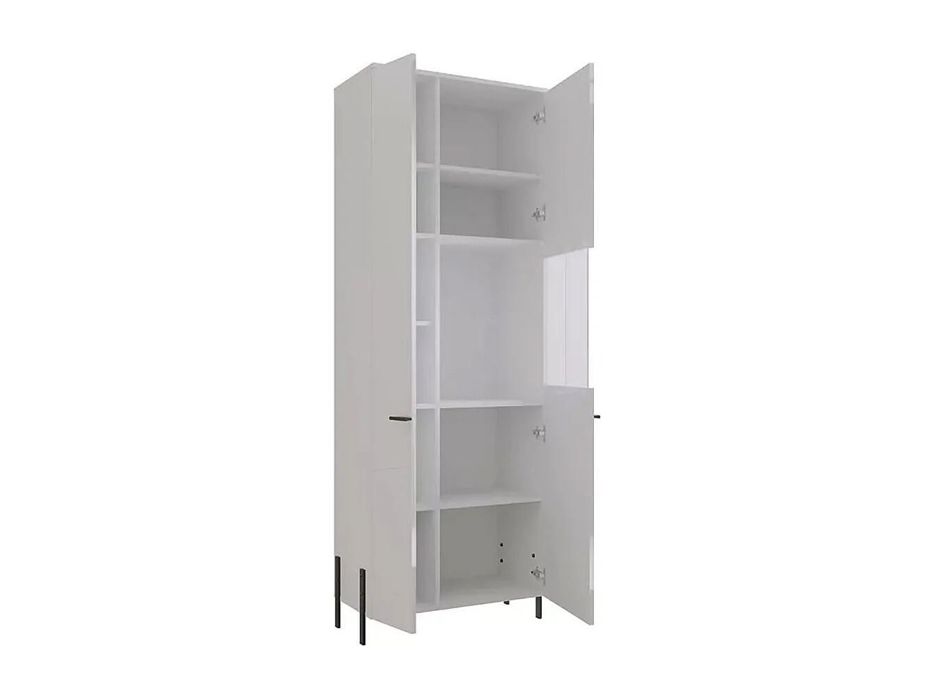 VITRINE Vigo weiß / weiß Hochglanz 70 / 40 / 200cm