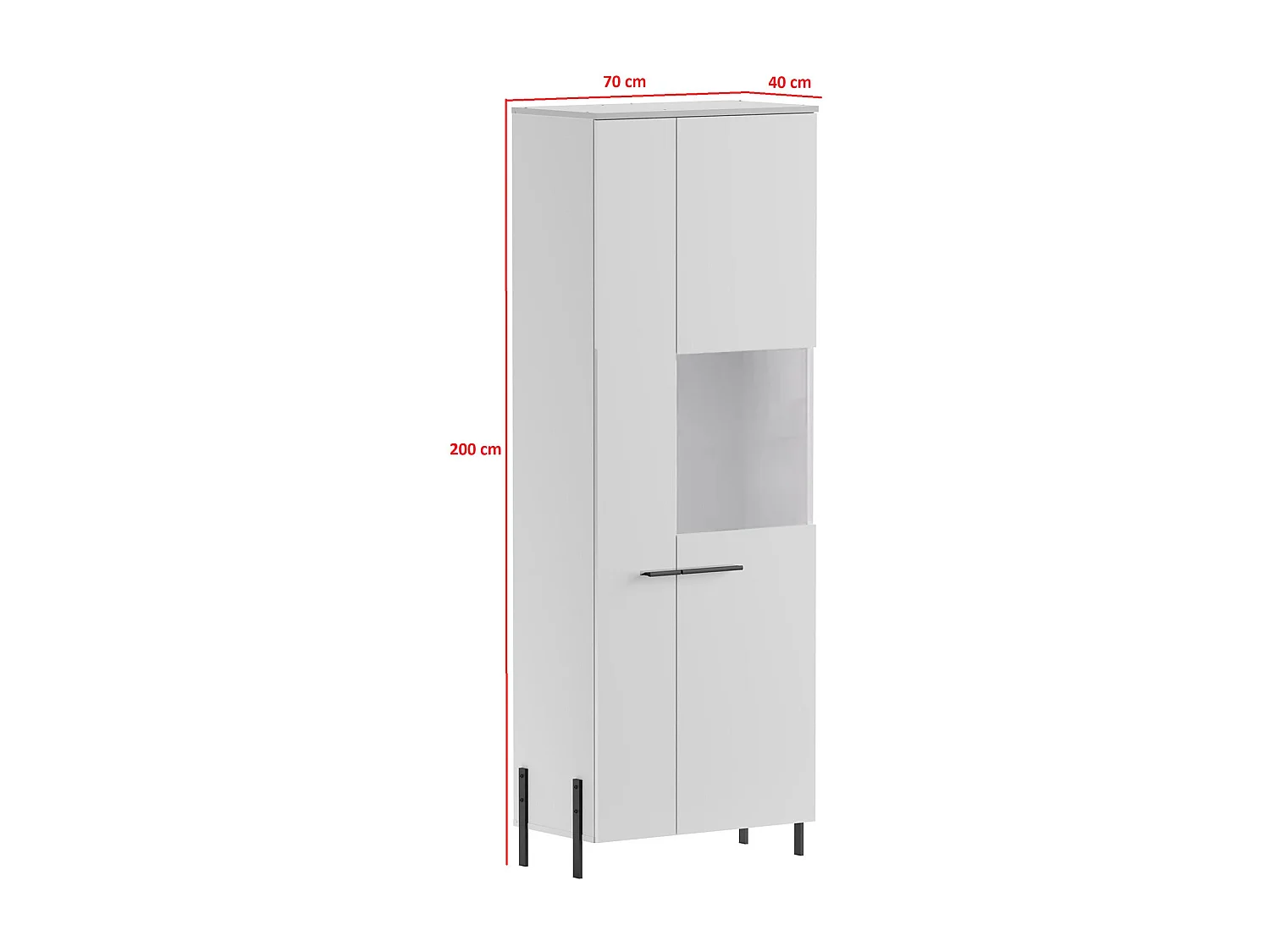 VITRINE Vigo weiß / weiß Hochglanz 70 / 40 / 200cm