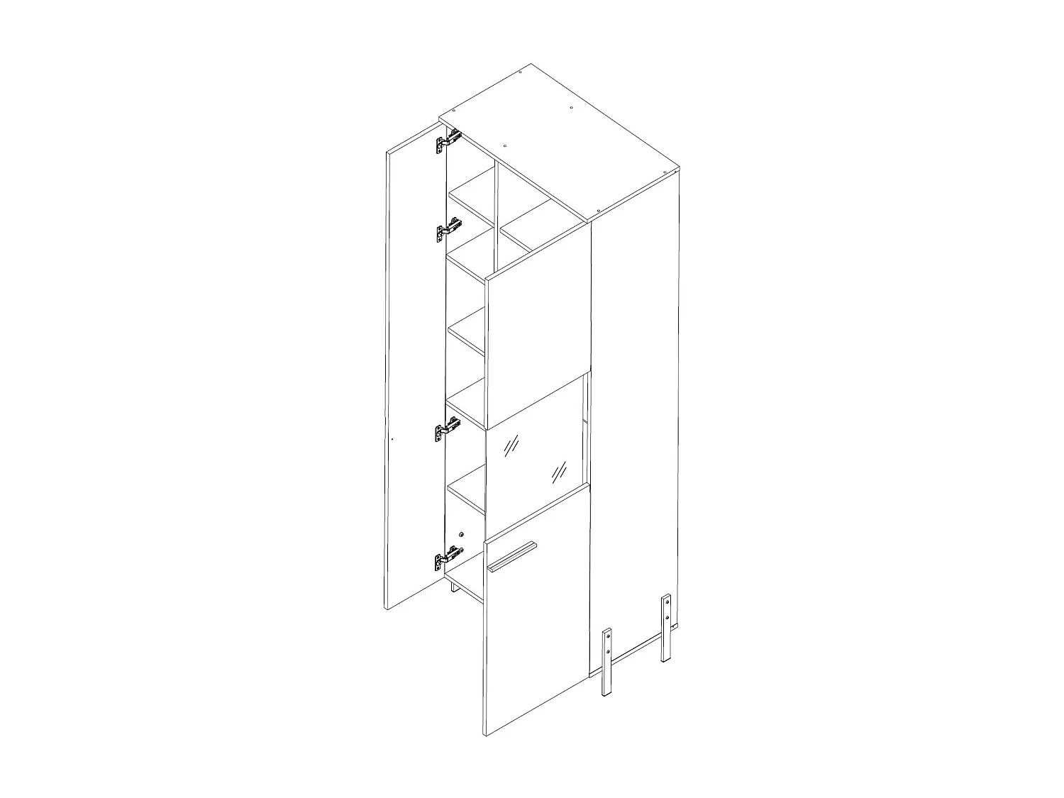 VITRINE Vigo weiß / weiß Hochglanz 70 / 40 / 200cm
