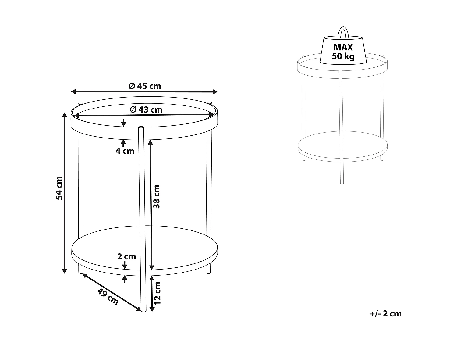 Table d'appoint LANDER Marron clair