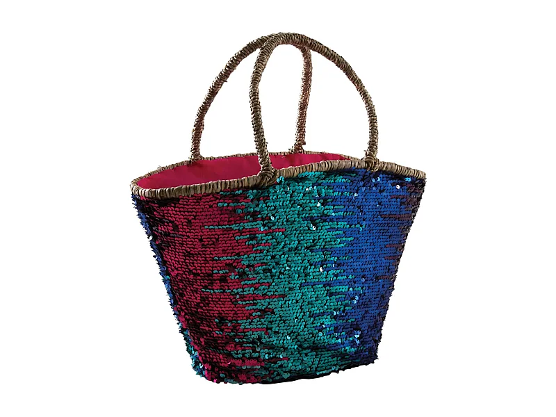 Cabas à paillettes en jonc