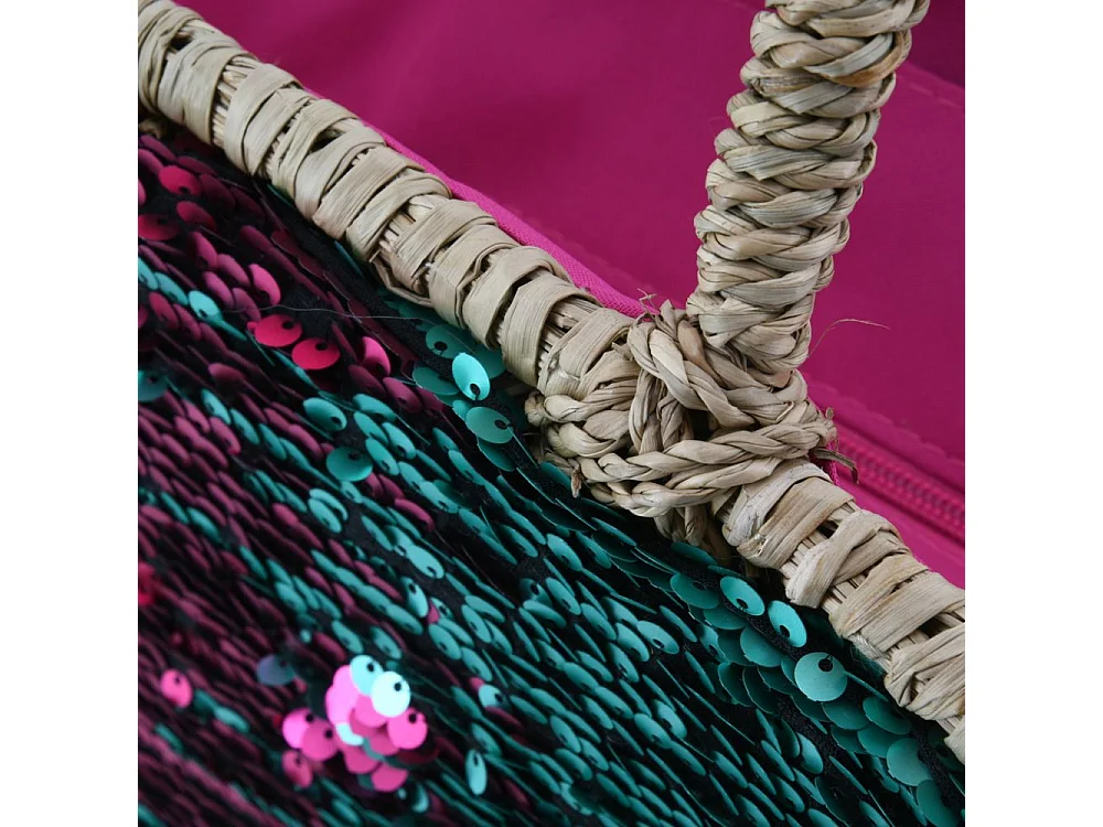 Cabas à paillettes en jonc
