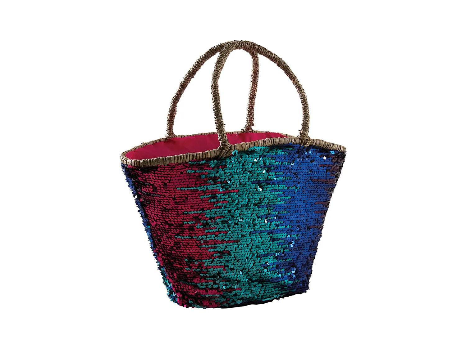 Cabas à paillettes en jonc