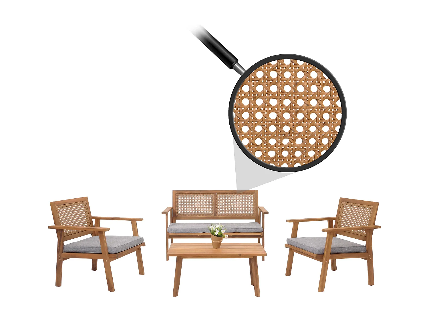 Ensemble de jardin MVG-N46 (4 pièces),  Coussin gris