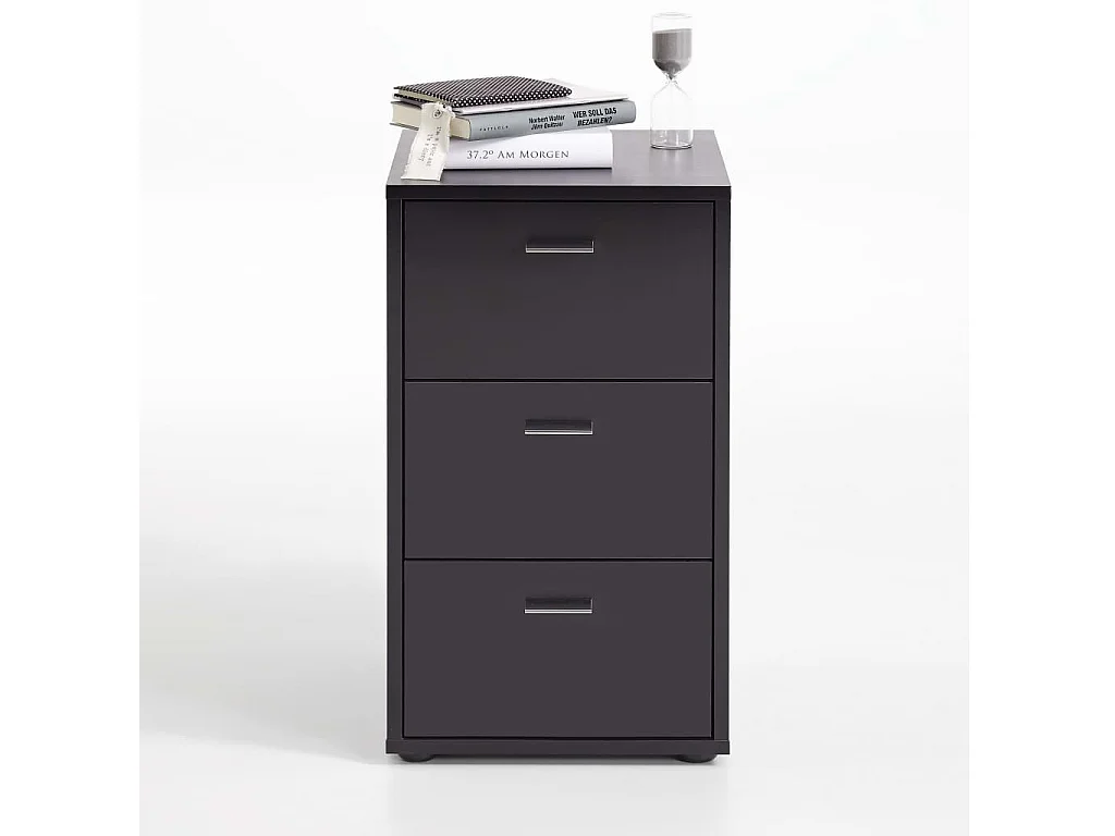 Table de Chevet 3 Tiroirs Design "Gania" 62cm Noir