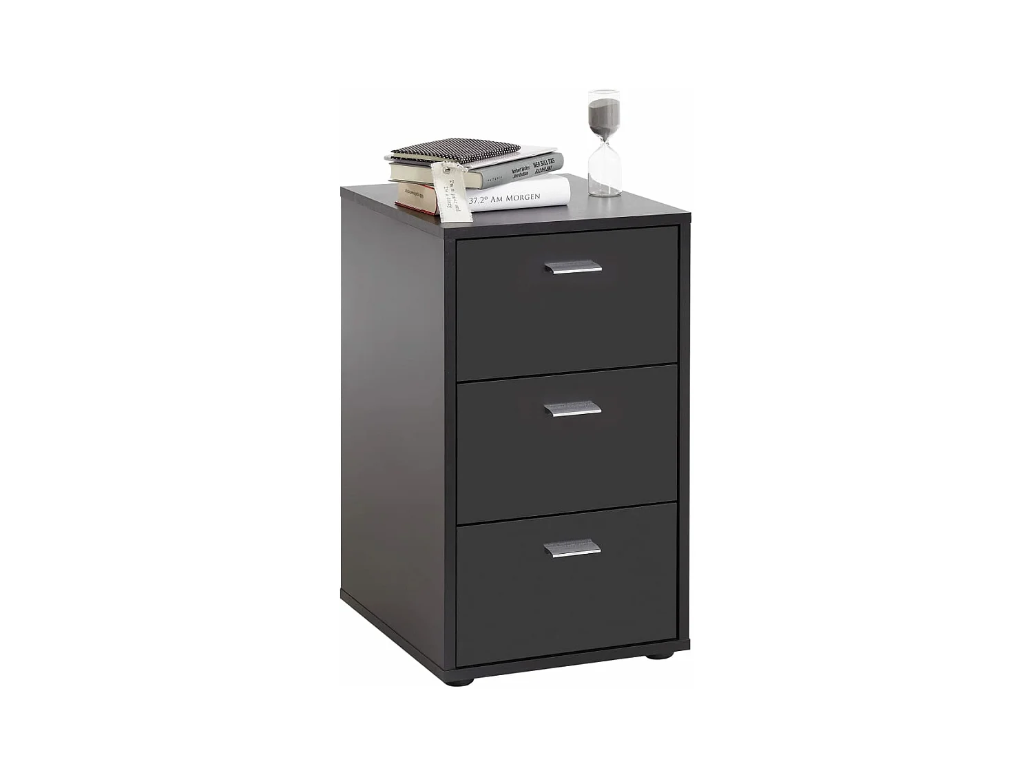 Table de Chevet 3 Tiroirs Design "Gania" 62cm Noir