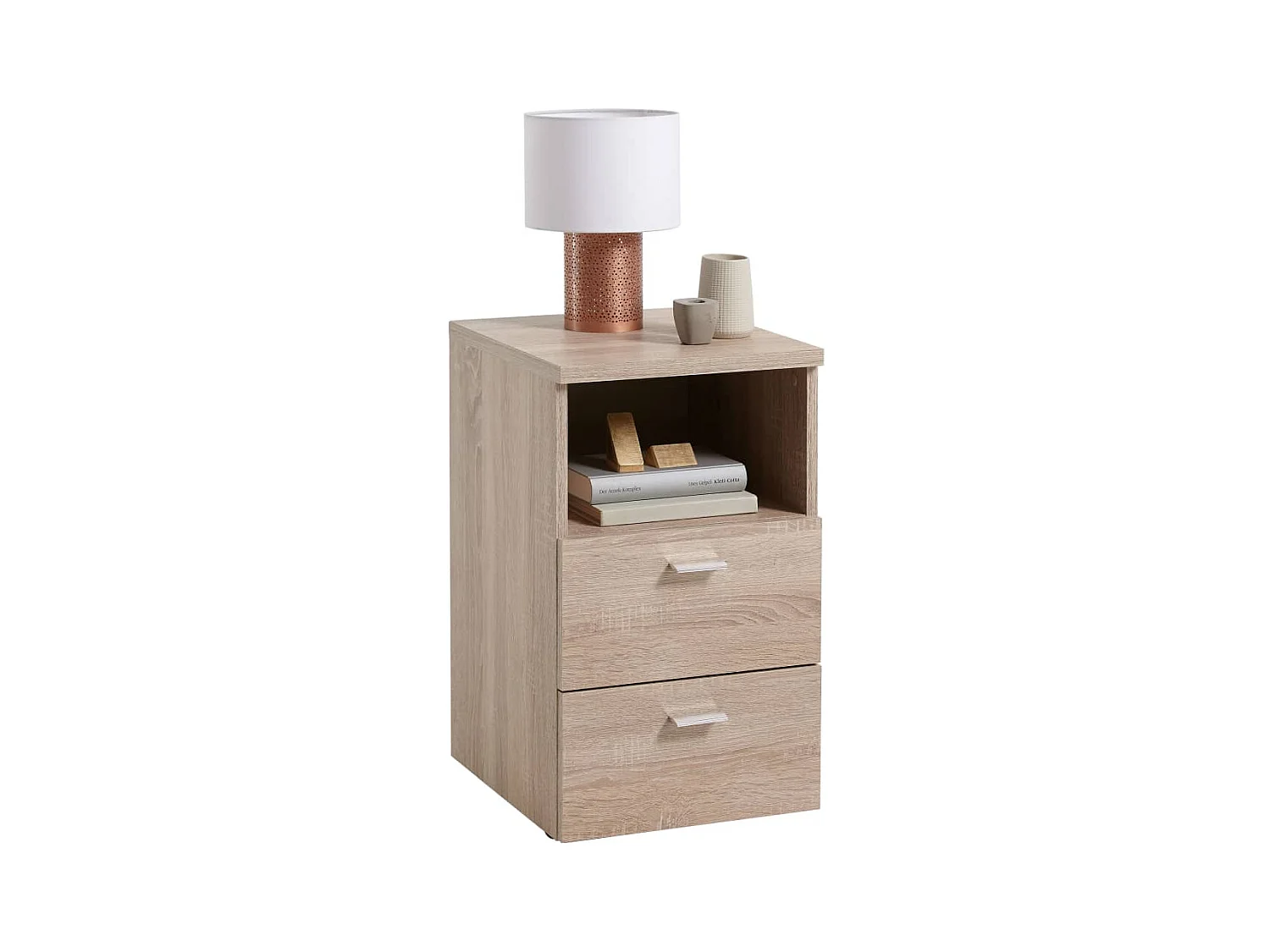 Table de Chevet 2 Tiroirs "Macom" 61cm Chêne