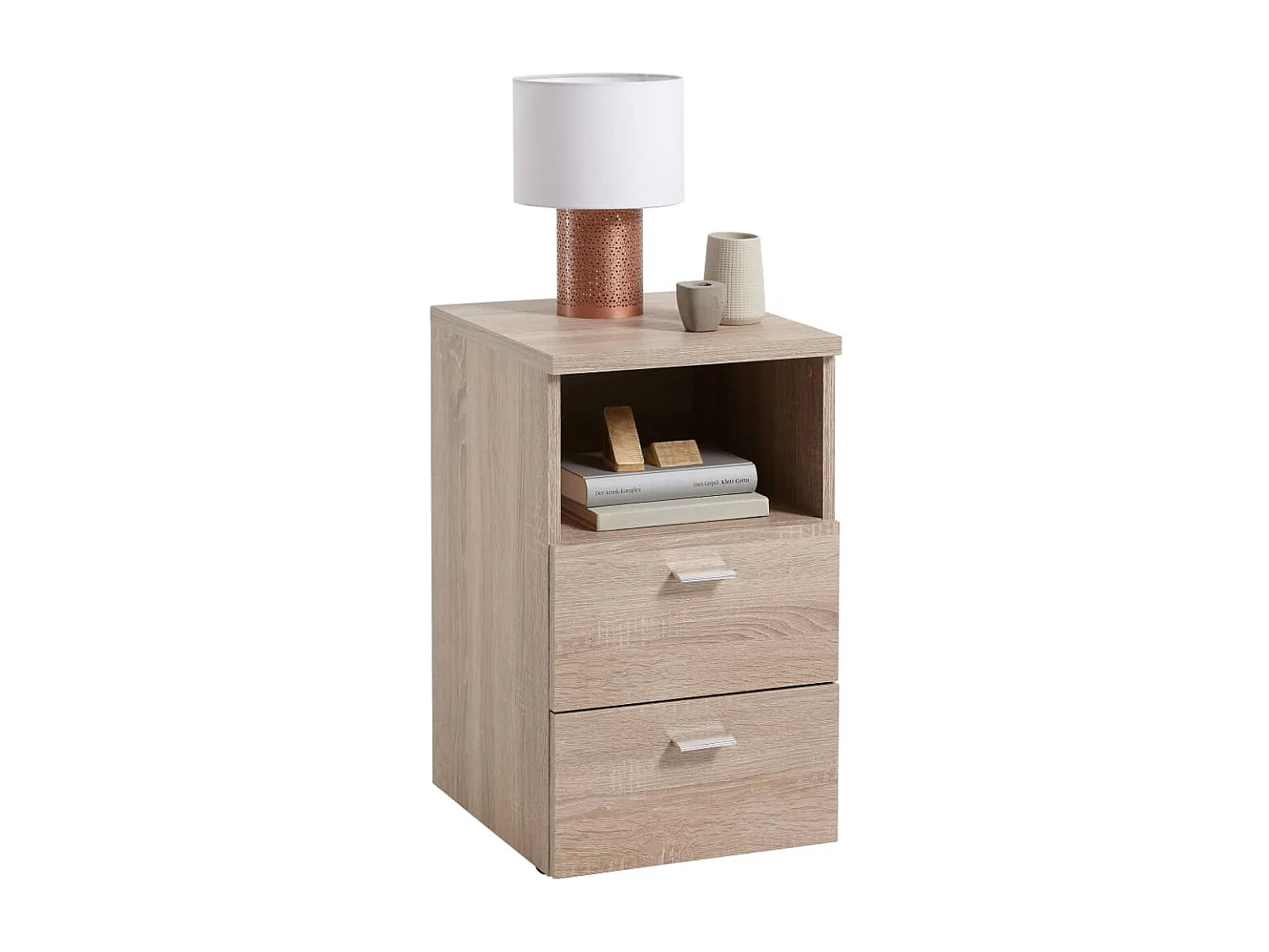 Table de Chevet 2 Tiroirs "Macom" 61cm Chêne