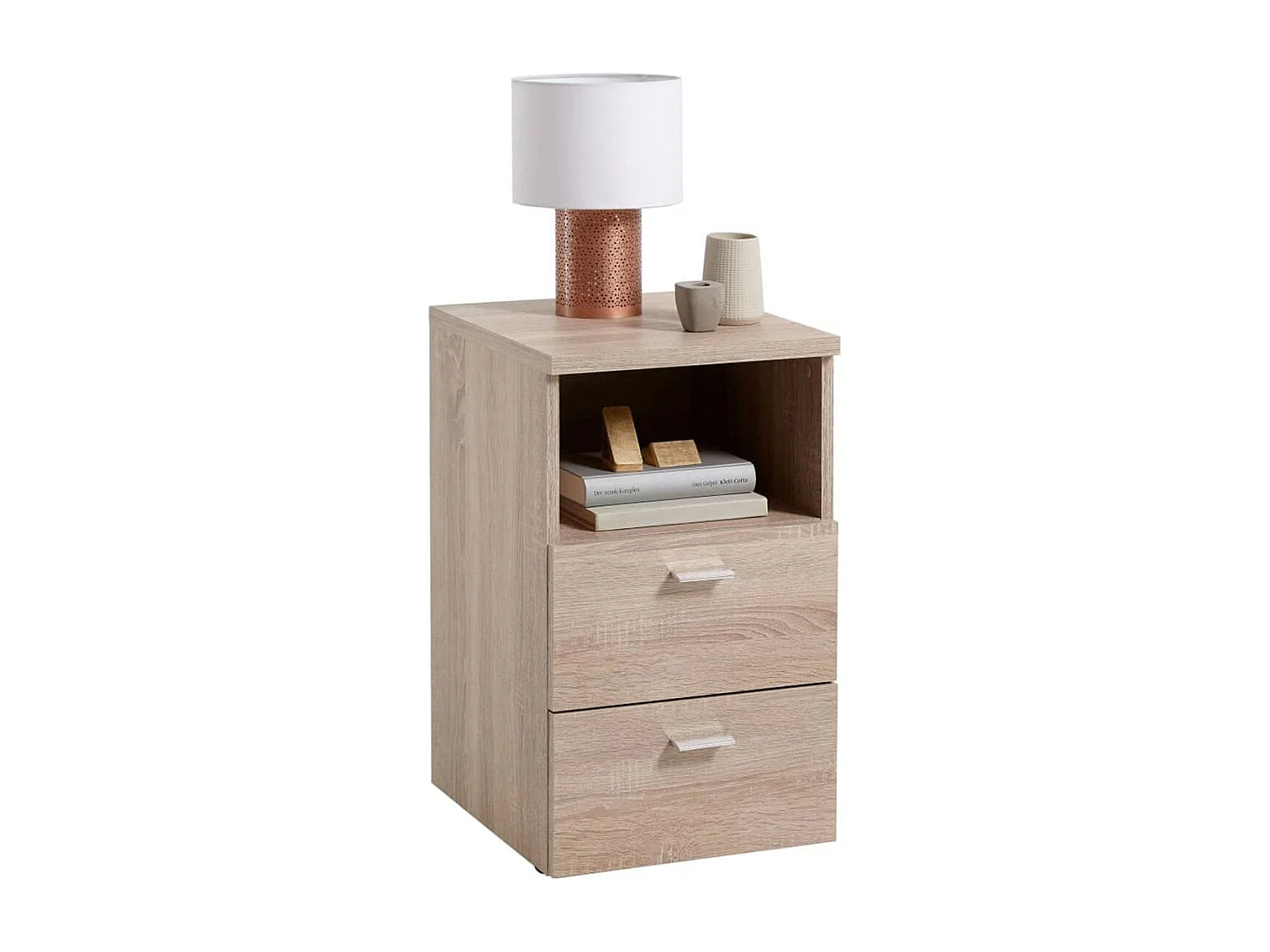 Table de Chevet 2 Tiroirs "Macom" 61cm Chêne