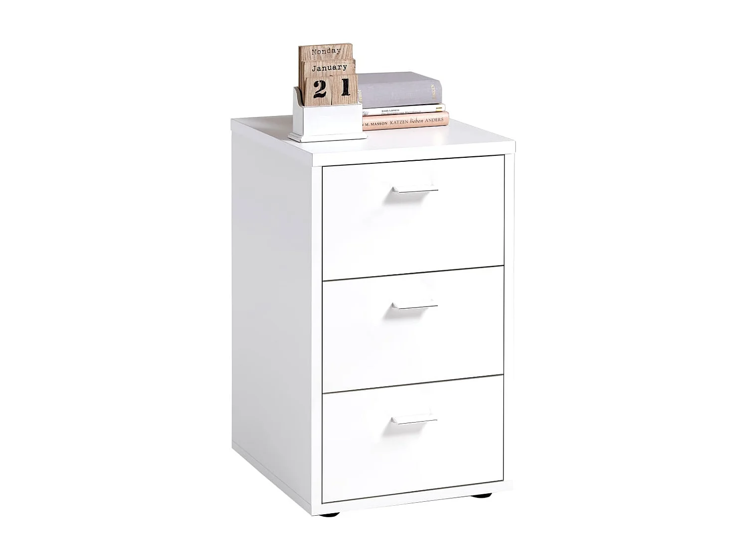 Table de Chevet 3 Tiroirs Design "Gania" 62cm Blanc