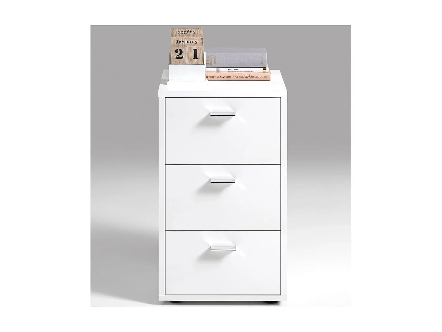 Table de Chevet 3 Tiroirs Design "Gania" 62cm Blanc