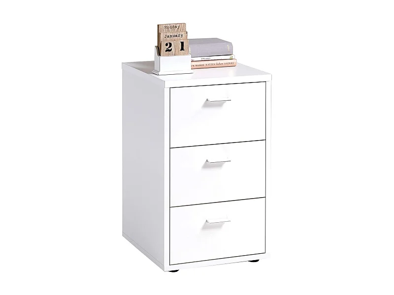 Table de Chevet 3 Tiroirs Design "Gania" 62cm Blanc