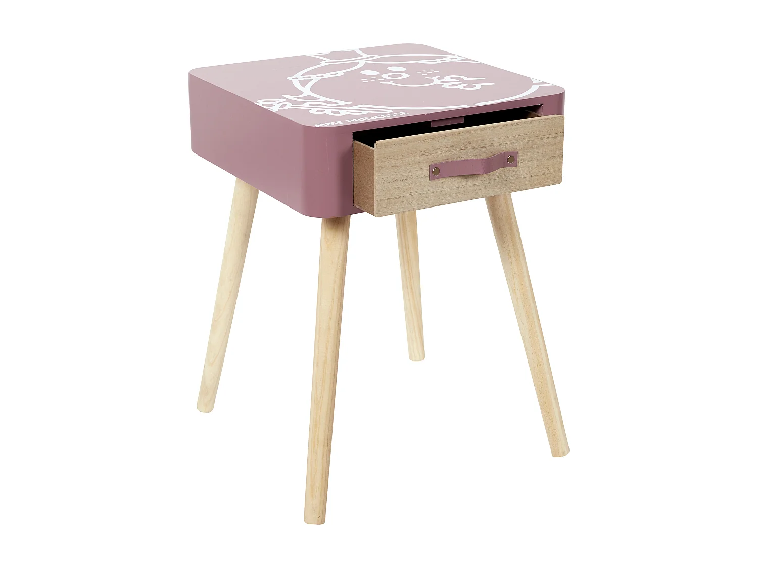 Table De Chevet Madame Princesse Rose, Blanc, Marron