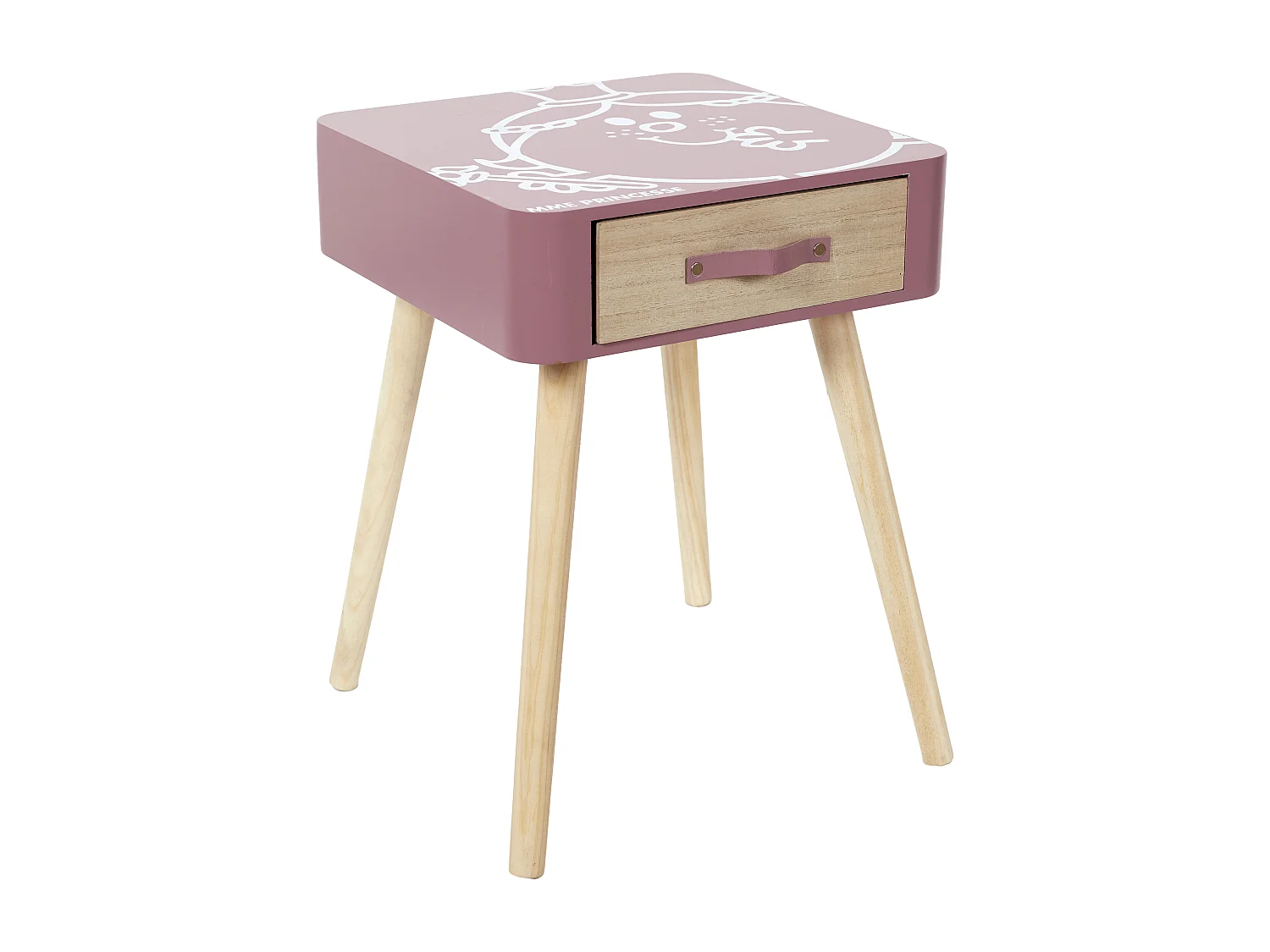 Table De Chevet Madame Princesse Rose, Blanc, Marron