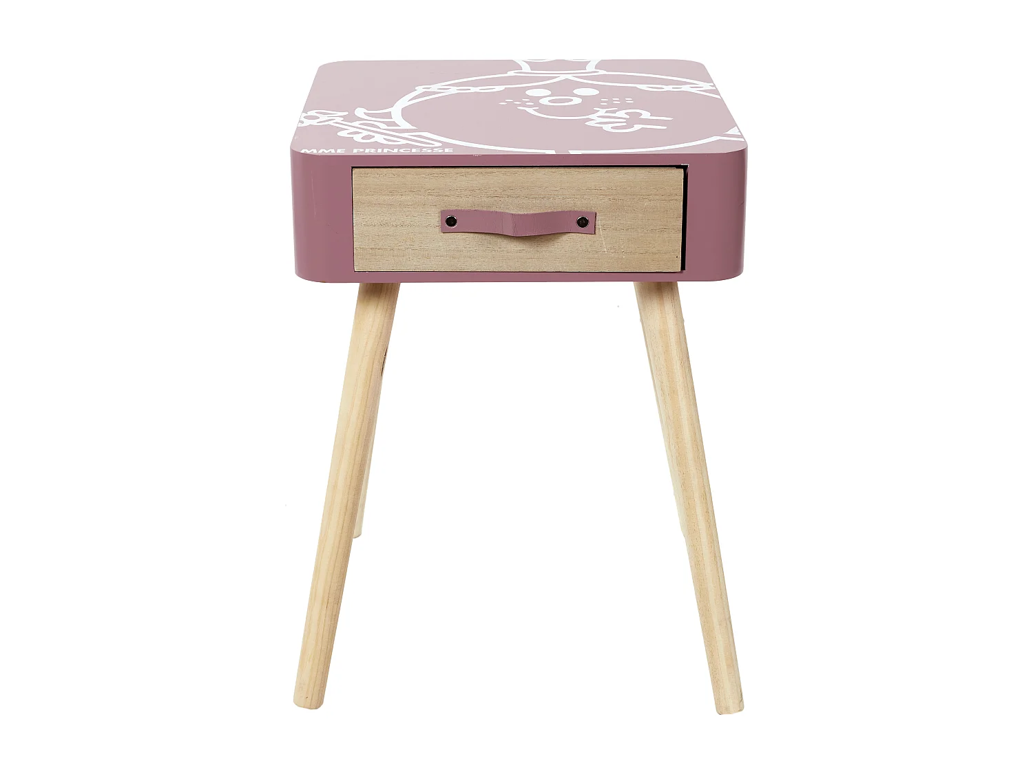 Table De Chevet Madame Princesse Rose, Blanc, Marron