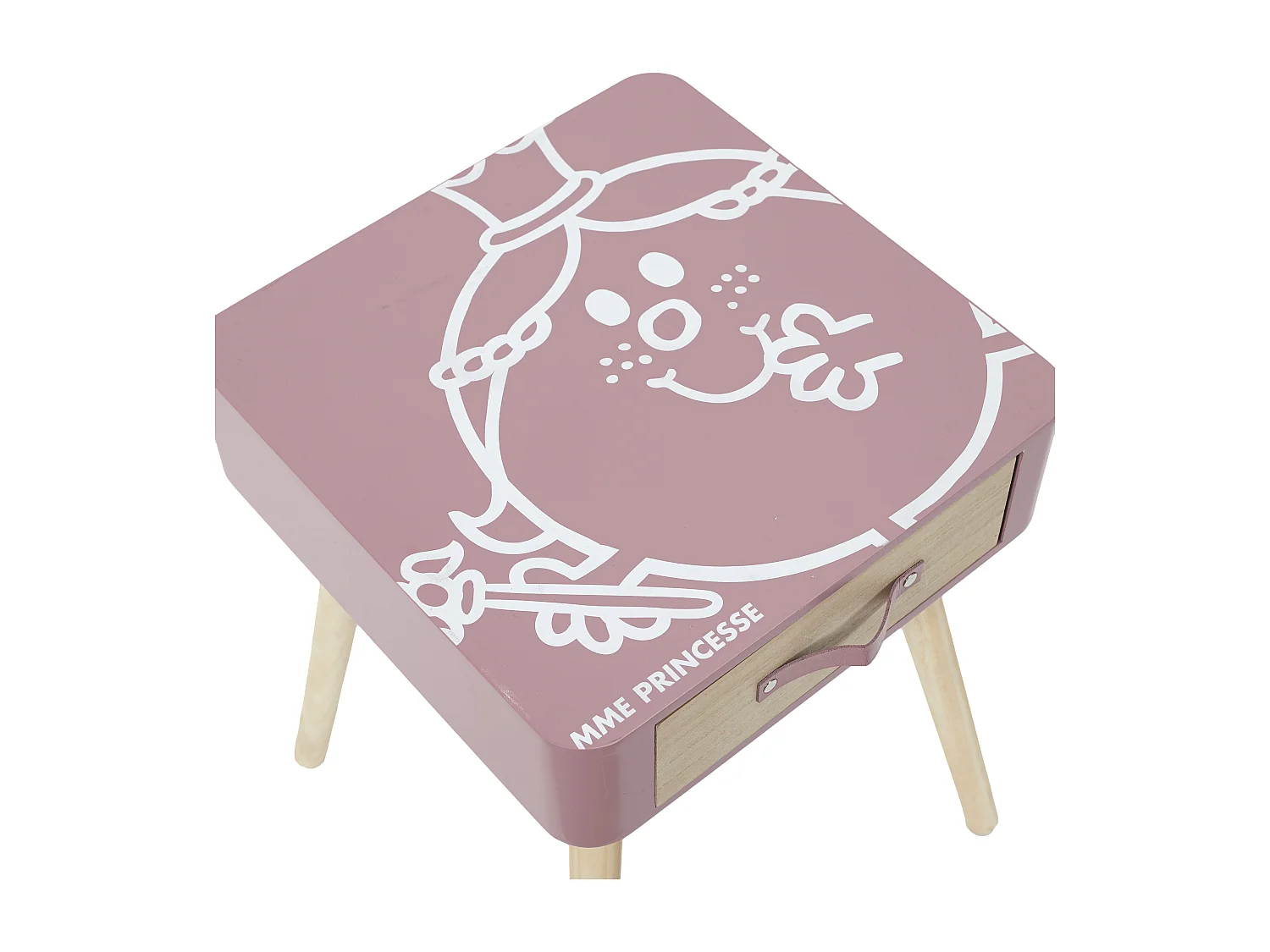 Table De Chevet Madame Princesse Rose, Blanc, Marron