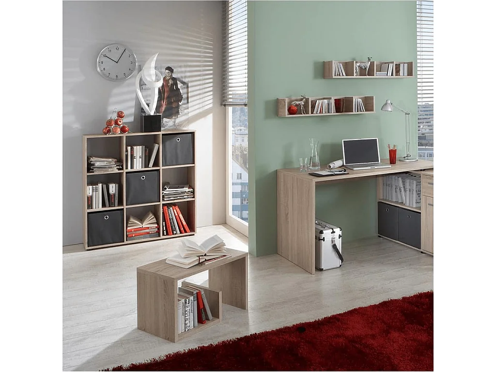 Étagère 9 Cases Design "Gaman" 108cm Chêne