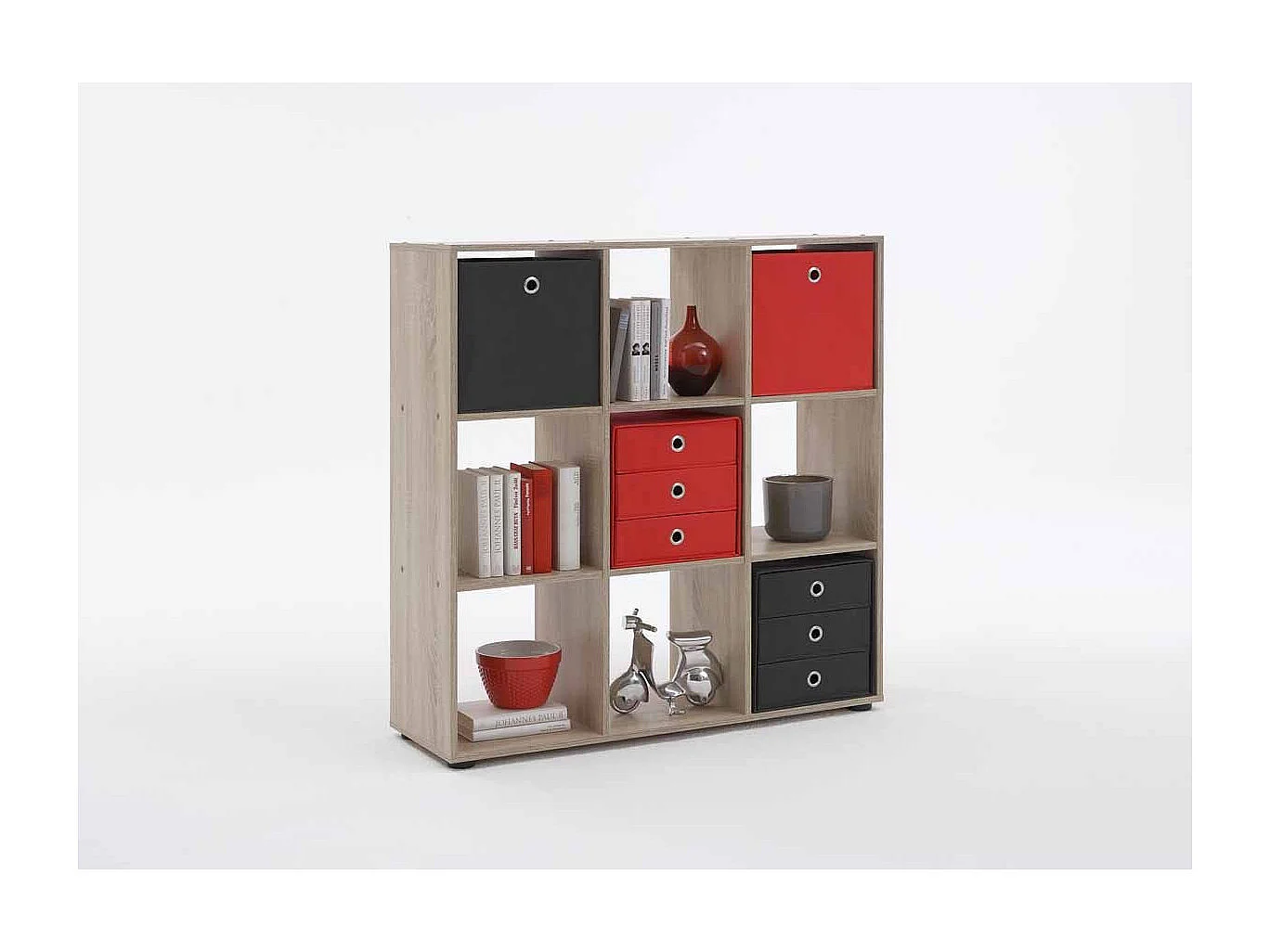 Étagère 9 Cases Design "Gaman" 108cm Chêne