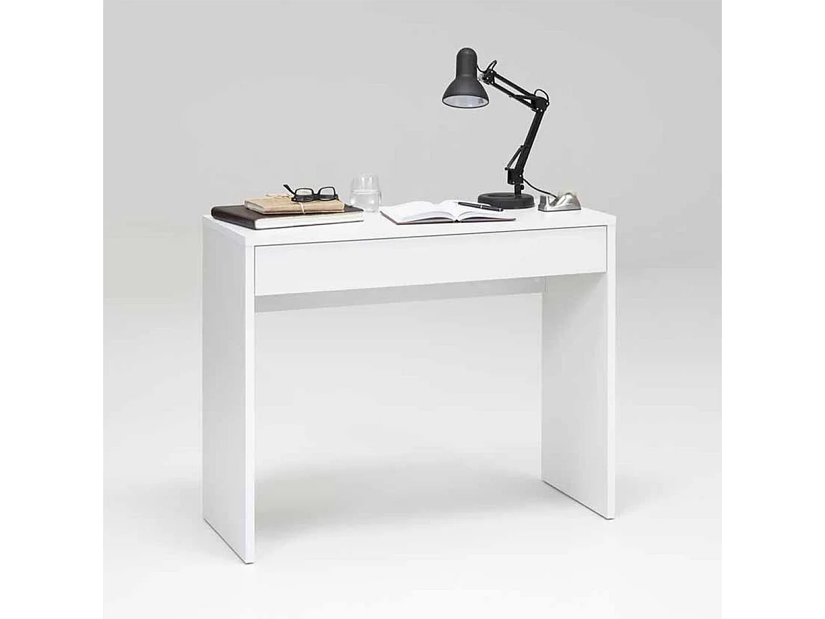 Console 1 Tiroir Design "Kherer" 100cm Blanc