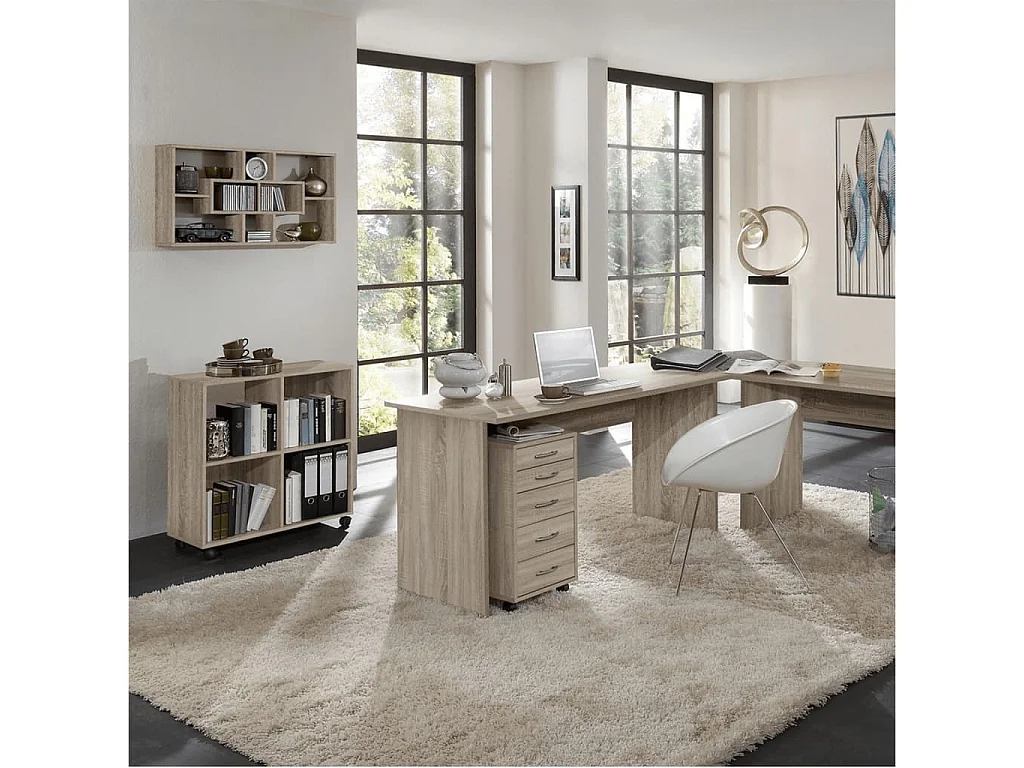 Caisson de Bureau 5 Tiroirs "Dydre" 63cm Naturel