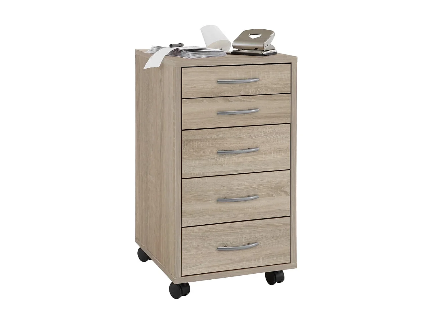 Caisson de Bureau 5 Tiroirs "Dydre" 63cm Naturel