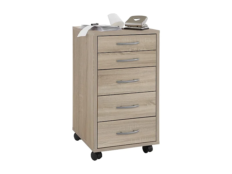 Caisson de Bureau 5 Tiroirs "Dydre" 63cm Naturel