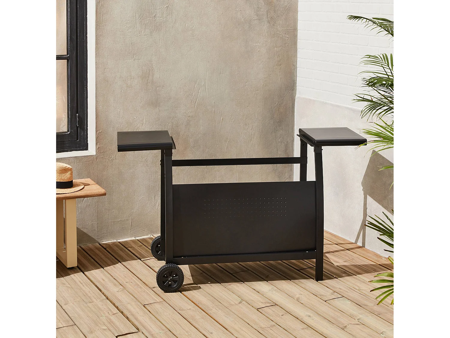 Carrello griglia a gas 4 bruciatori acciaio, nero