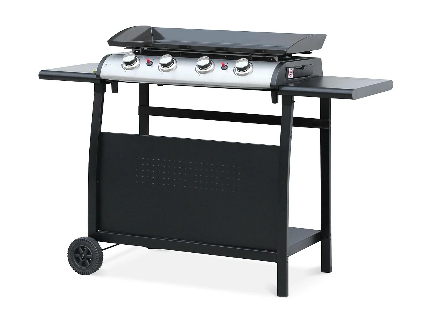 Carrello griglia a gas 4 bruciatori acciaio, nero