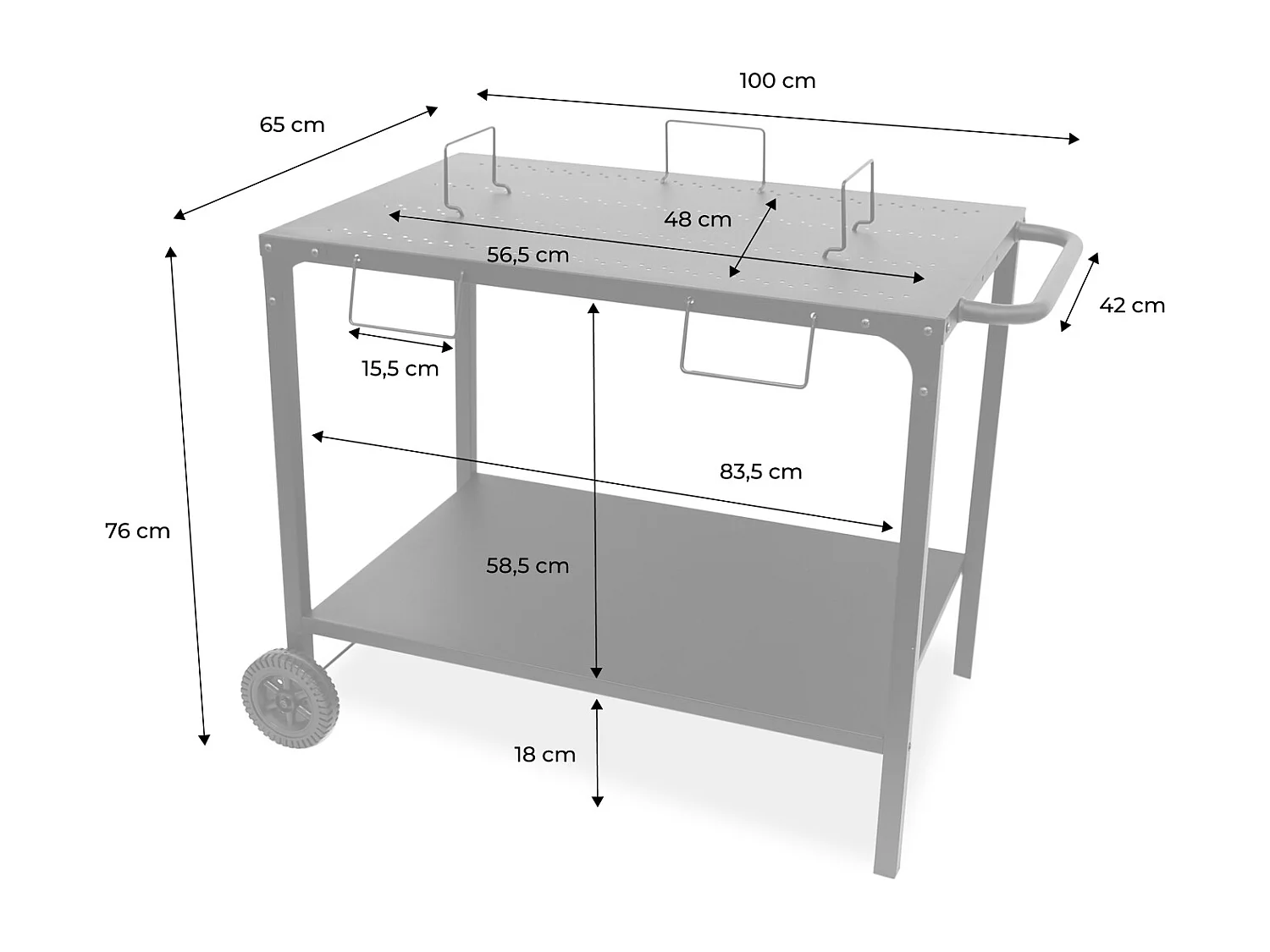 Mesa de plancha modular negro