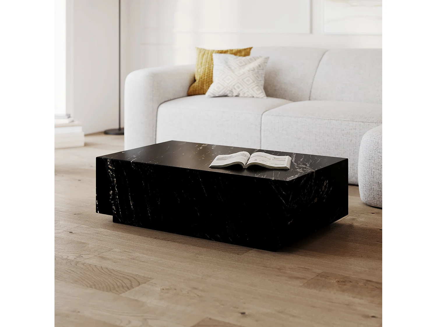 Table basse rectangulaire en marbre noir - Izaé