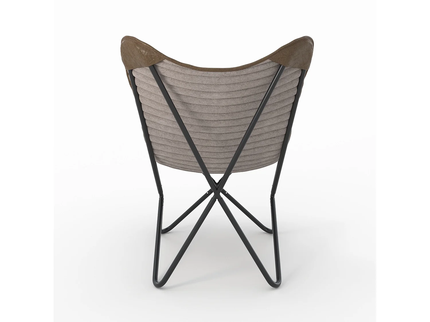 Fauteuil papillon en cuir de chèvre marron - Octave