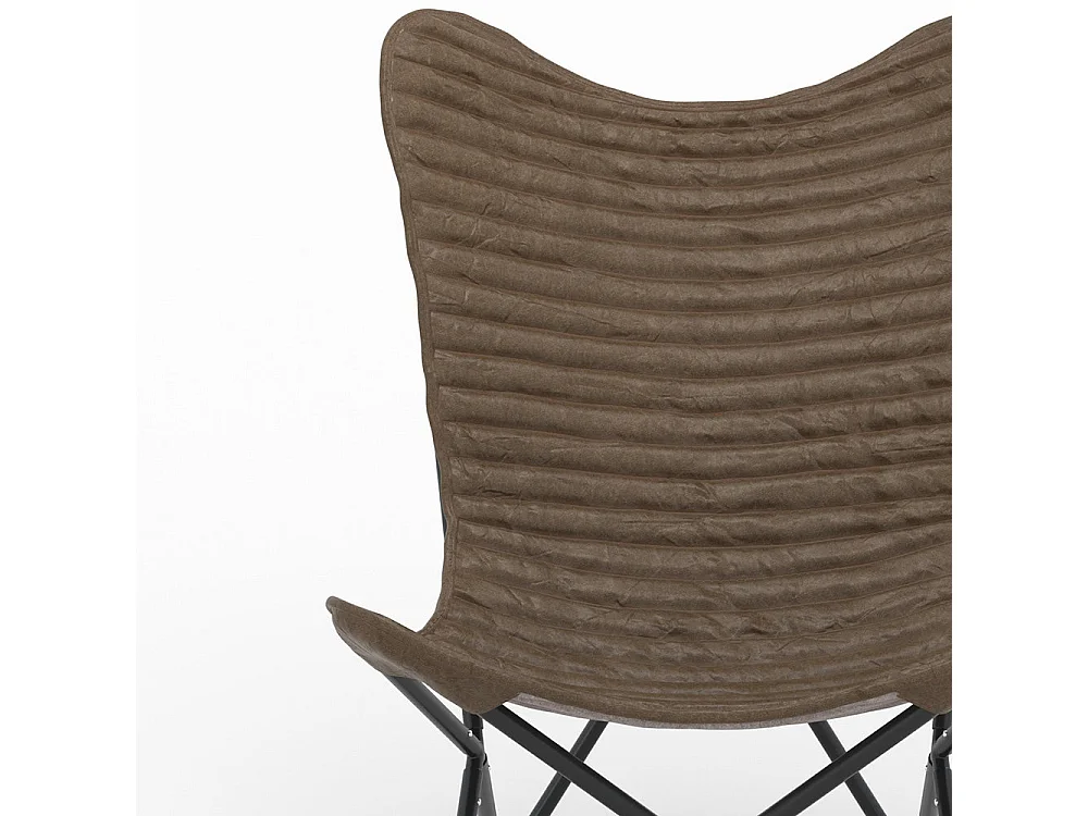 Fauteuil papillon en cuir de chèvre marron - Octave