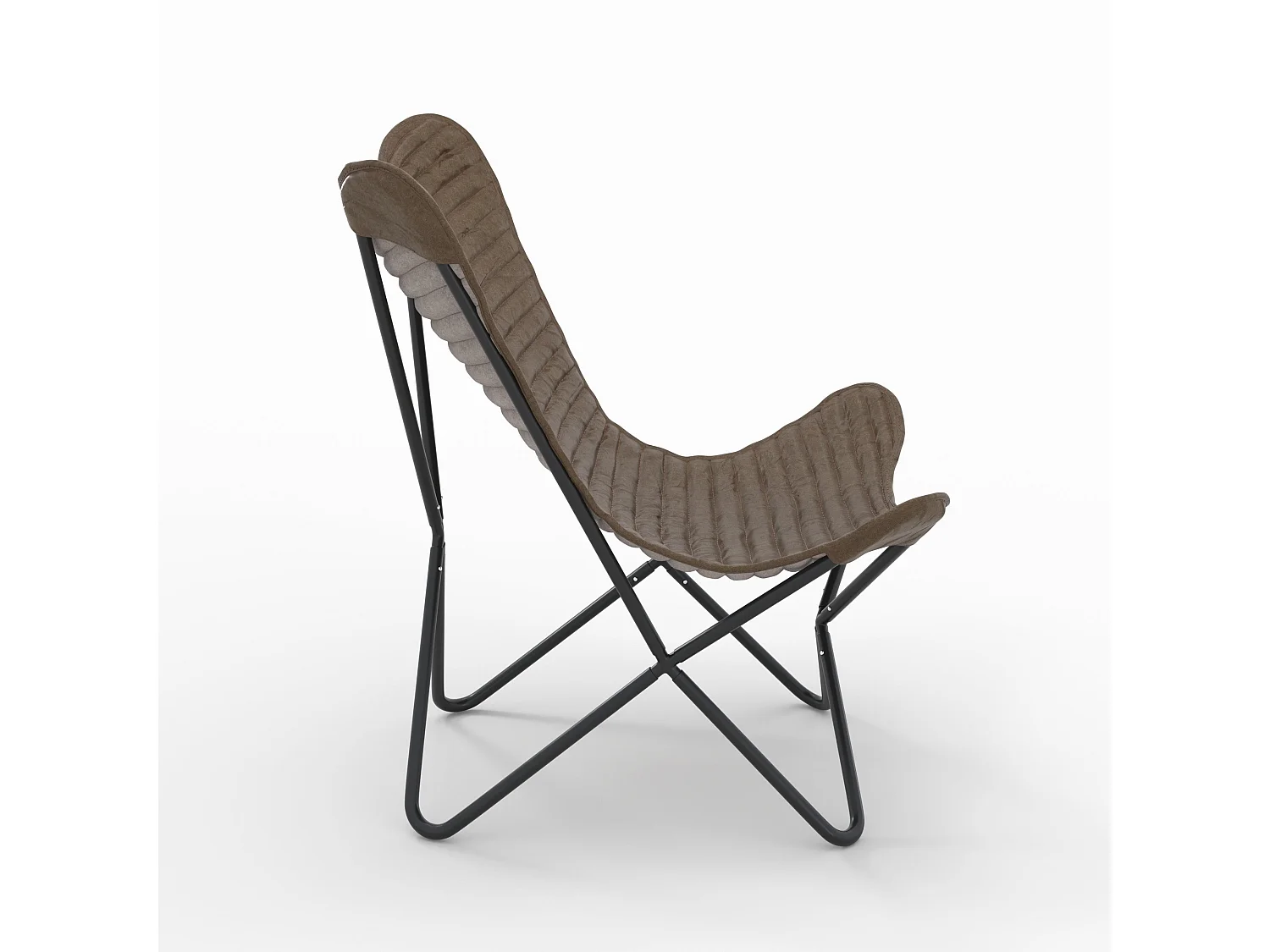 Fauteuil papillon en cuir de chèvre marron - Octave