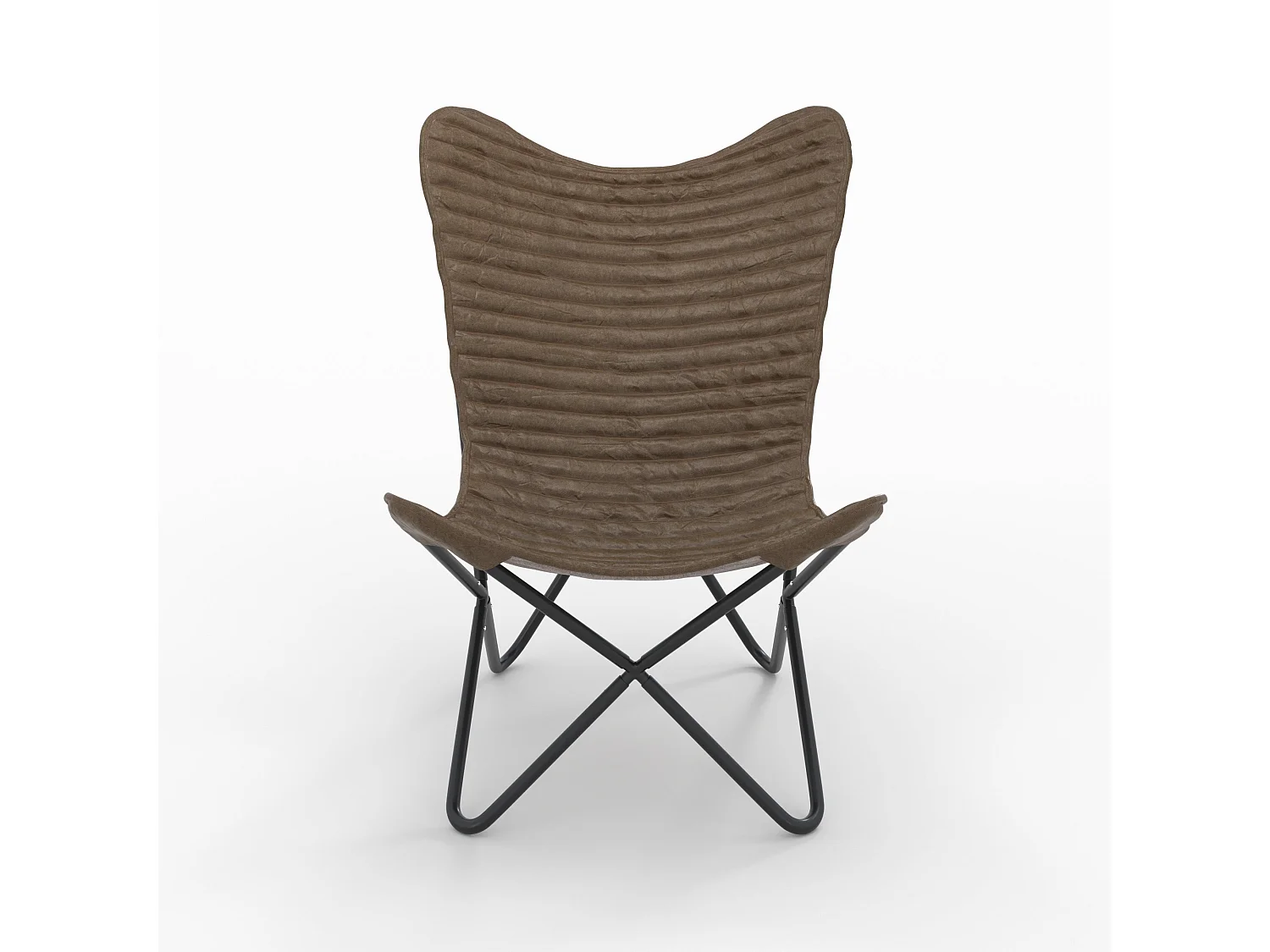 Fauteuil papillon en cuir de chèvre marron - Octave