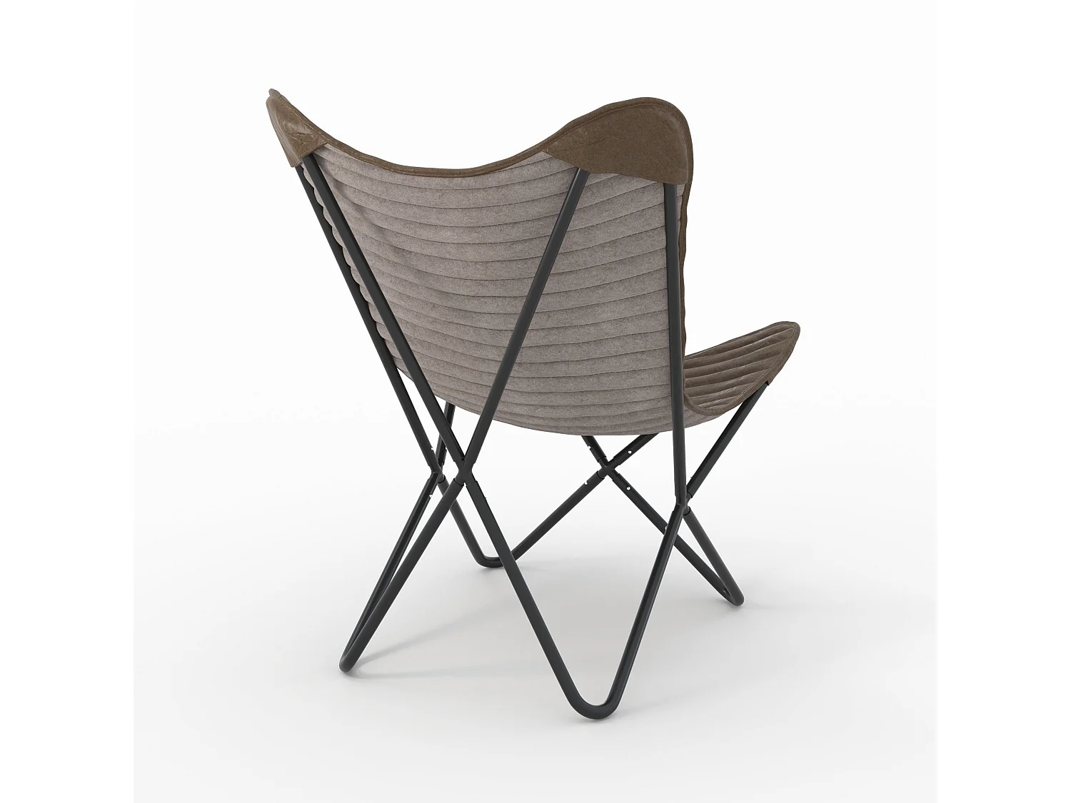 Fauteuil papillon en cuir de chèvre marron - Octave