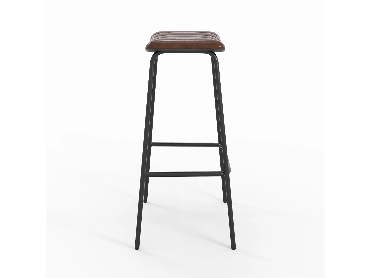 Lot de 2 tabourets de bar 77 cm en cuir marron et pieds en métal - Lupin