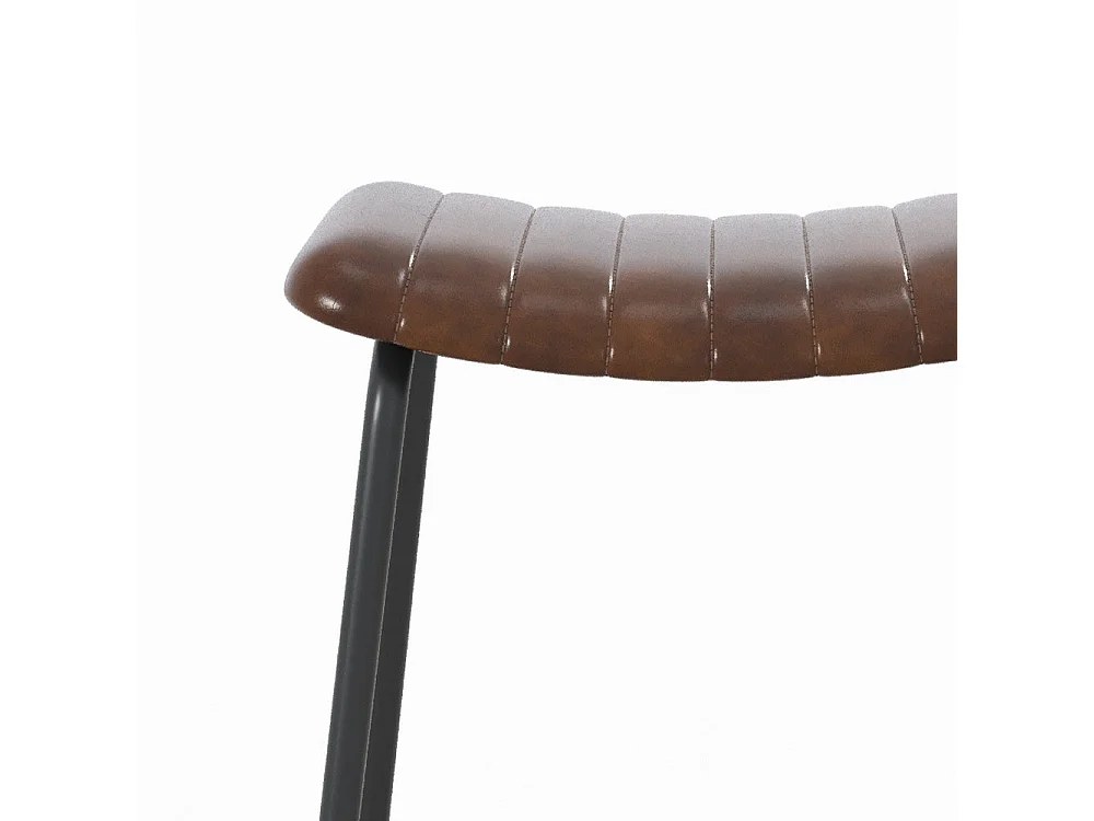 Lot de 2 tabourets de bar 77 cm en cuir marron et pieds en métal - Lupin