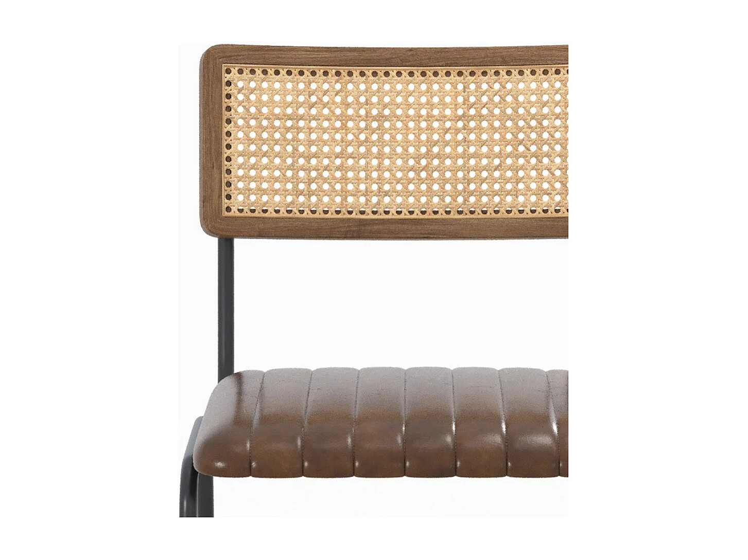 Set de 2 sillas de bar en enea y cuero marrón 76 cm - Arsène