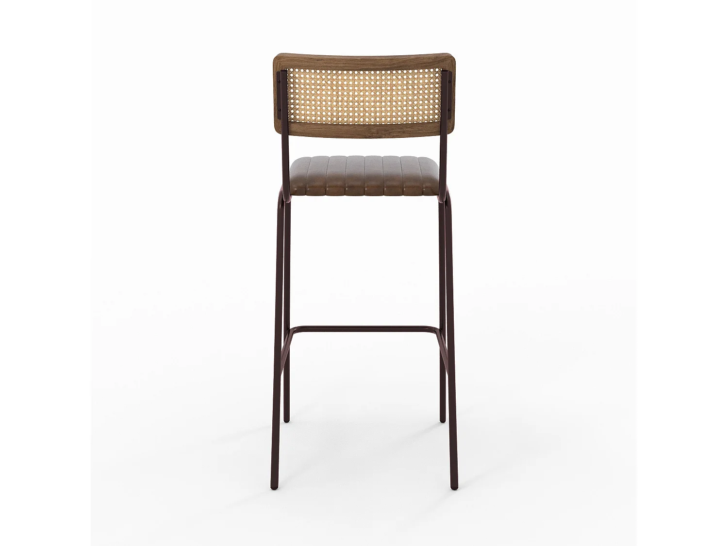 Set di 2 sgabelli da bar 76 cm in paglia e cuoio marrone - Arsène