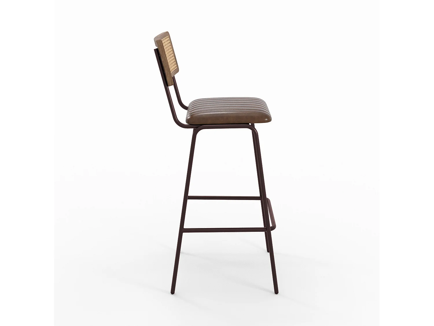 Set di 2 sgabelli da bar 76 cm in paglia e cuoio marrone - Arsène