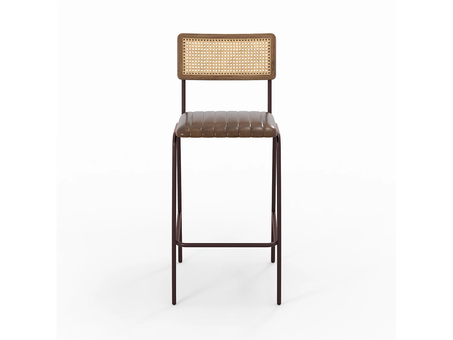 Set di 2 sgabelli da bar 76 cm in paglia e cuoio marrone - Arsène
