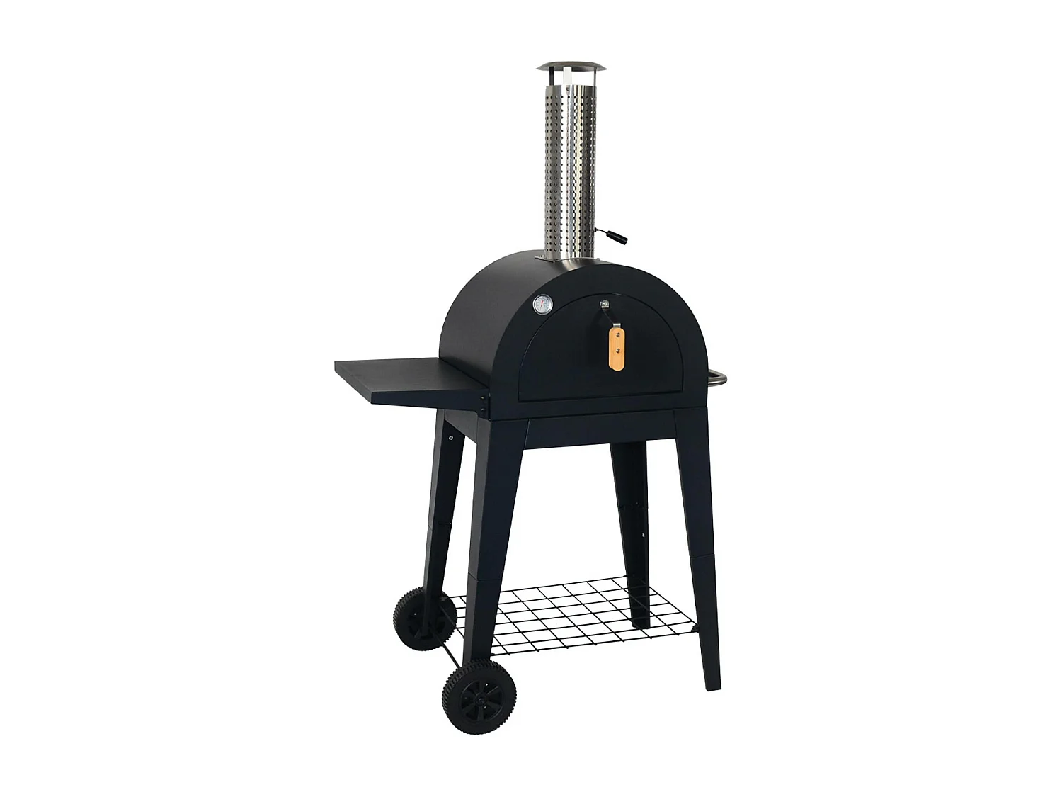 Horno de pizza exterior con mesa negro