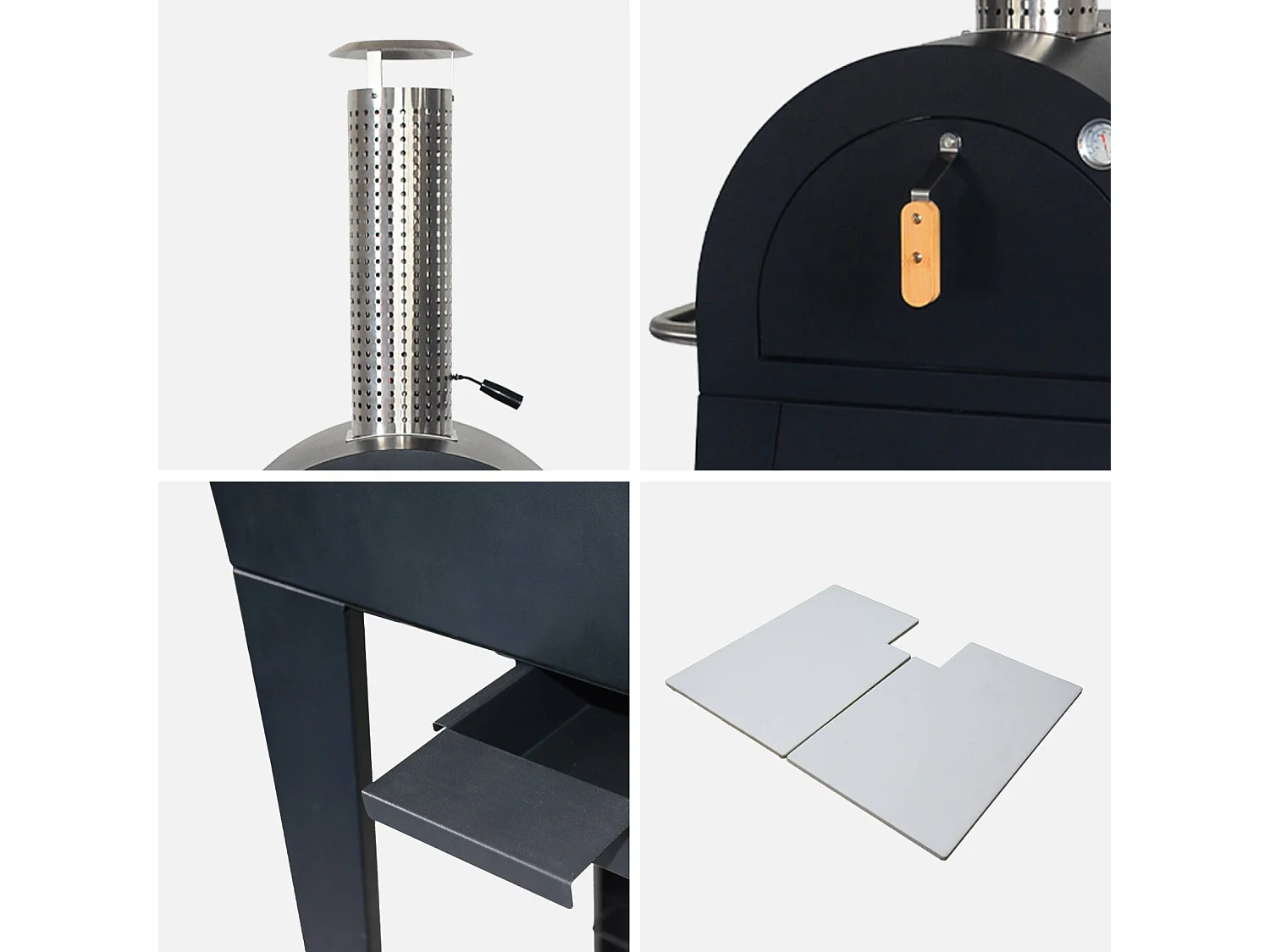 Horno de pizza exterior con mesa negro